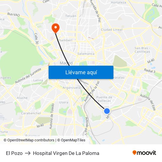 El Pozo to Hospital Virgen De La Paloma map
