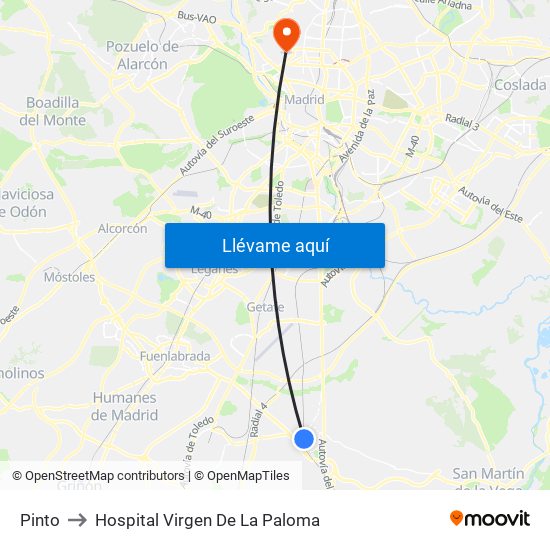 Pinto to Hospital Virgen De La Paloma map