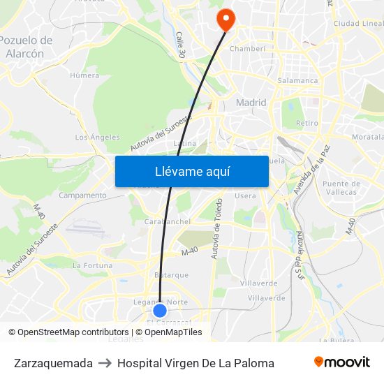 Zarzaquemada to Hospital Virgen De La Paloma map
