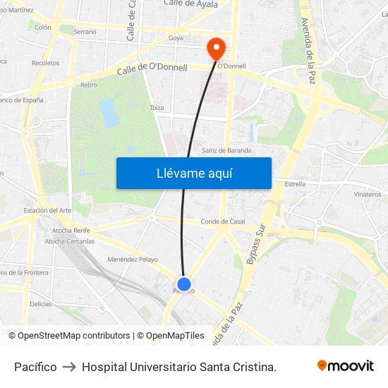 Pacífico to Hospital Universitario Santa Cristina. map