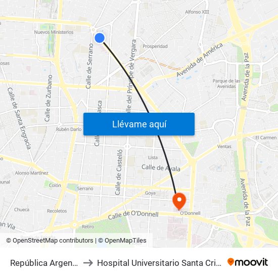 República Argentina to Hospital Universitario Santa Cristina. map