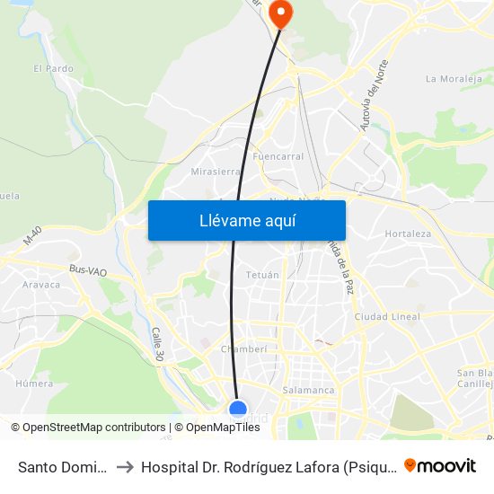 Santo Domingo to Hospital Dr. Rodríguez Lafora (Psiquiátrico) map