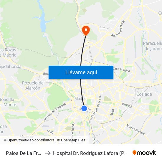 Palos De La Frontera to Hospital Dr. Rodríguez Lafora (Psiquiátrico) map