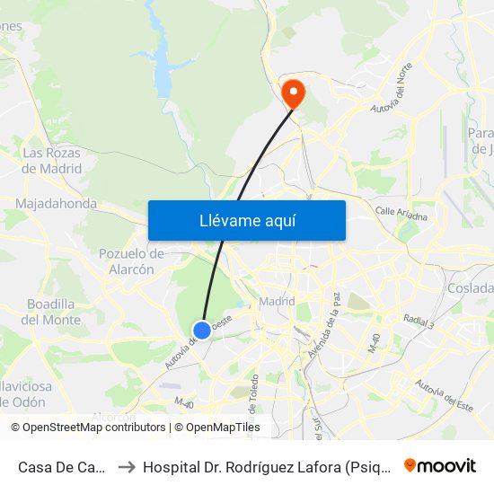 Casa De Campo to Hospital Dr. Rodríguez Lafora (Psiquiátrico) map