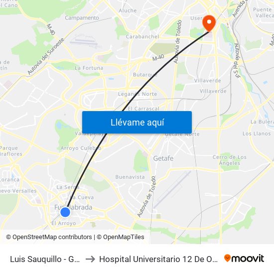 Luis Sauquillo - Grecia to Hospital Universitario 12 De Octubre. map