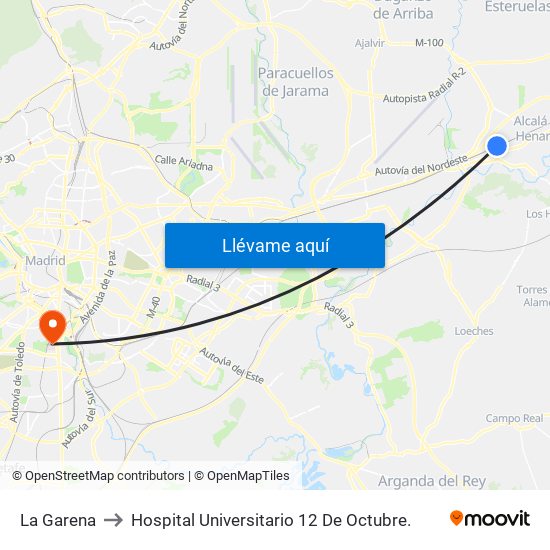 La Garena to Hospital Universitario 12 De Octubre. map