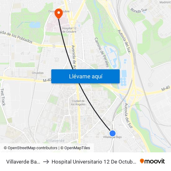 Villaverde Bajo to Hospital Universitario 12 De Octubre. map