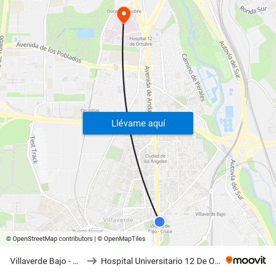 Villaverde Bajo - Cruce to Hospital Universitario 12 De Octubre. map
