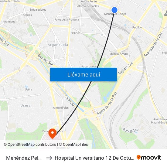 Menéndez Pelayo to Hospital Universitario 12 De Octubre. map
