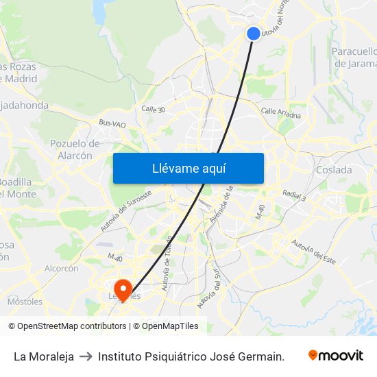 La Moraleja to Instituto Psiquiátrico José Germain. map