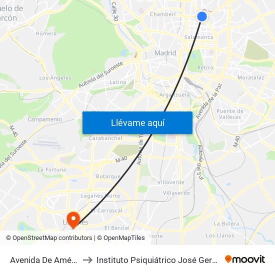 Avenida De América to Instituto Psiquiátrico José Germain. map