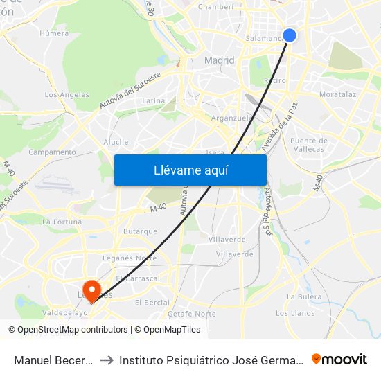 Manuel Becerra to Instituto Psiquiátrico José Germain. map