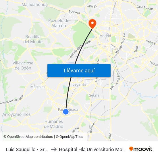 Luis Sauquillo - Grecia to Hospital Hla Universitario Moncloa map