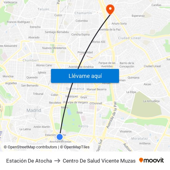 Estación De Atocha to Centro De Salud Vicente Muzas map