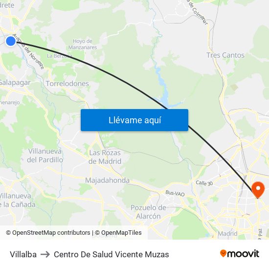 Villalba to Centro De Salud Vicente Muzas map