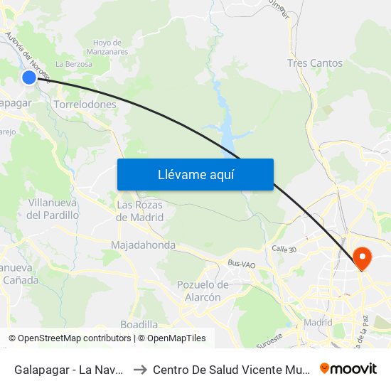 Galapagar - La Navata to Centro De Salud Vicente Muzas map