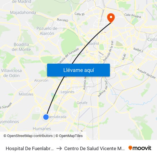 Hospital De Fuenlabrada to Centro De Salud Vicente Muzas map