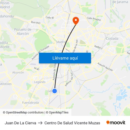Juan De La Cierva to Centro De Salud Vicente Muzas map