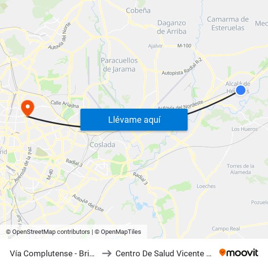 Vía Complutense - Brihuega to Centro De Salud Vicente Muzas map