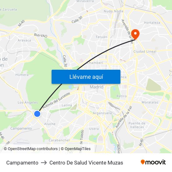 Campamento to Centro De Salud Vicente Muzas map