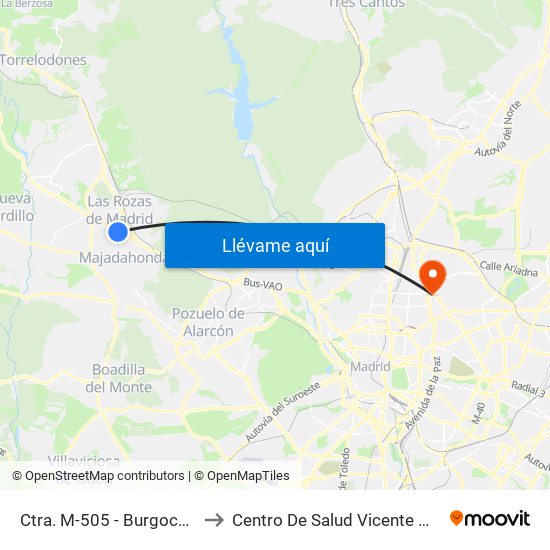 Ctra. M-505 - Burgocentro to Centro De Salud Vicente Muzas map