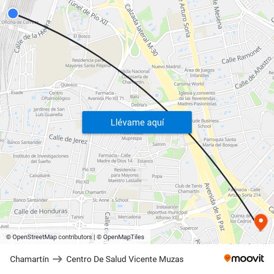 Chamartín to Centro De Salud Vicente Muzas map