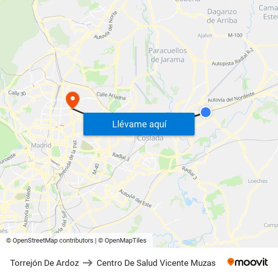 Torrejón De Ardoz to Centro De Salud Vicente Muzas map