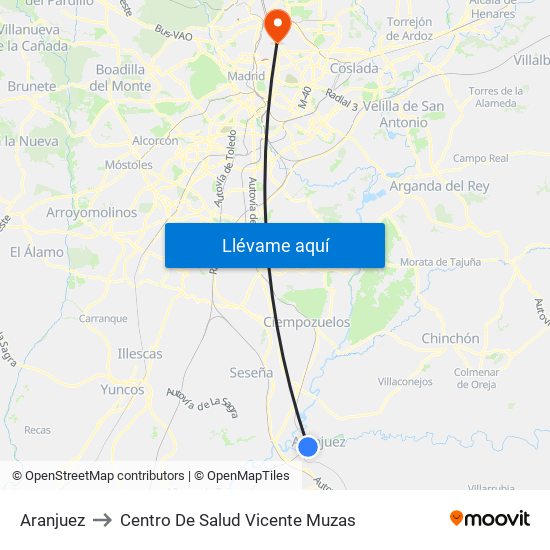 Aranjuez to Centro De Salud Vicente Muzas map