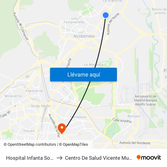 Hospital Infanta Sofía to Centro De Salud Vicente Muzas map