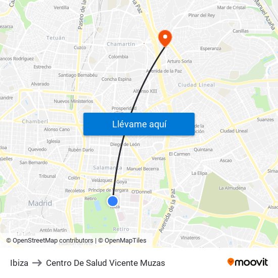 Ibiza to Centro De Salud Vicente Muzas map