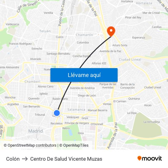 Colón to Centro De Salud Vicente Muzas map