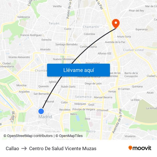 Callao to Centro De Salud Vicente Muzas map