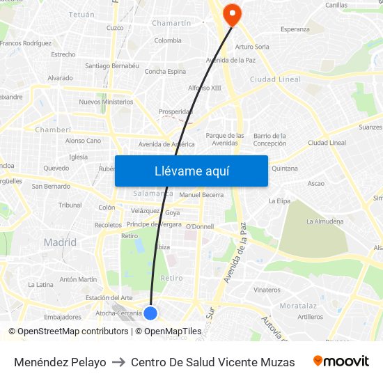 Menéndez Pelayo to Centro De Salud Vicente Muzas map
