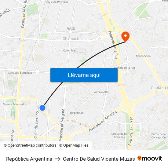 República Argentina to Centro De Salud Vicente Muzas map