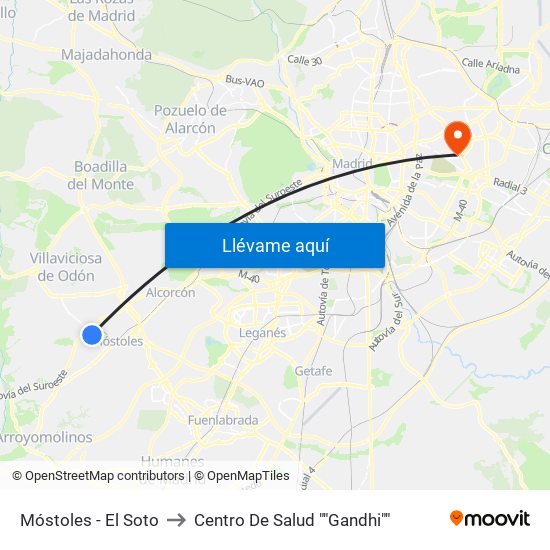 Móstoles - El Soto to Centro De Salud ""Gandhi"" map