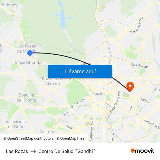 Las Rozas to Centro De Salud ""Gandhi"" map