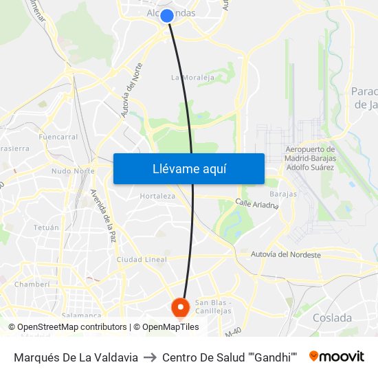 Marqués De La Valdavia to Centro De Salud ""Gandhi"" map
