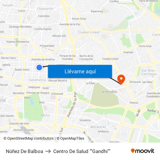 Núñez De Balboa to Centro De Salud ""Gandhi"" map