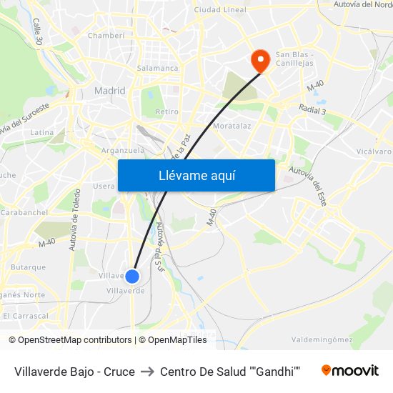 Villaverde Bajo - Cruce to Centro De Salud ""Gandhi"" map