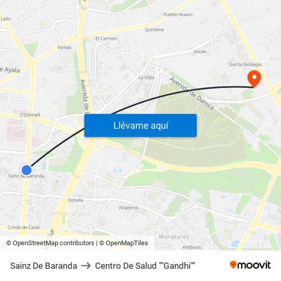 Sainz De Baranda to Centro De Salud ""Gandhi"" map