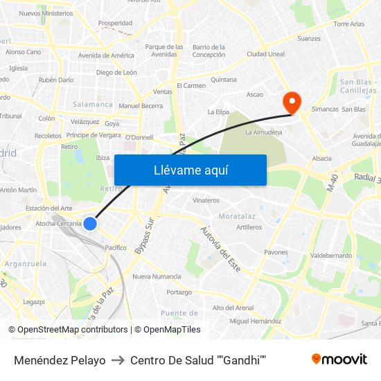 Menéndez Pelayo to Centro De Salud ""Gandhi"" map