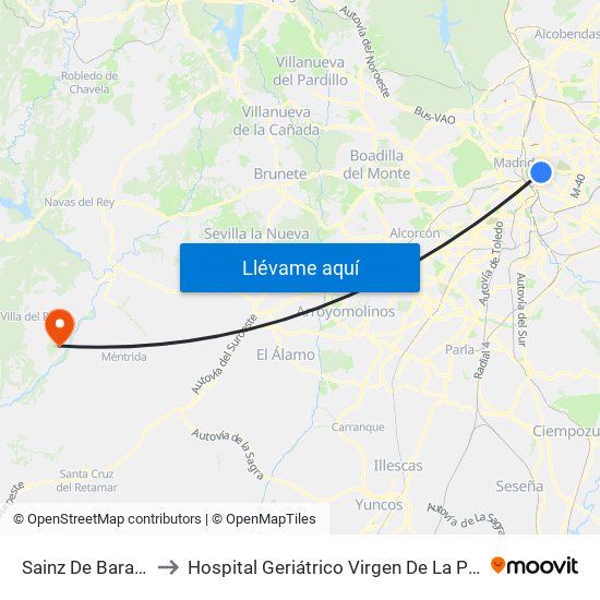 Sainz De Baranda to Hospital Geriátrico Virgen De La Poveda map