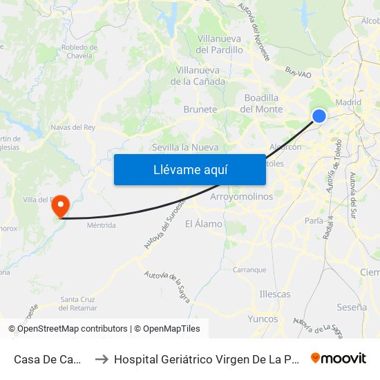 Casa De Campo to Hospital Geriátrico Virgen De La Poveda map