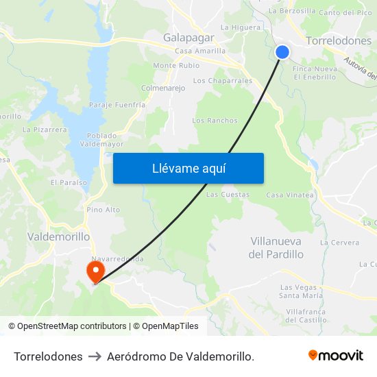 Torrelodones to Aeródromo De Valdemorillo. map