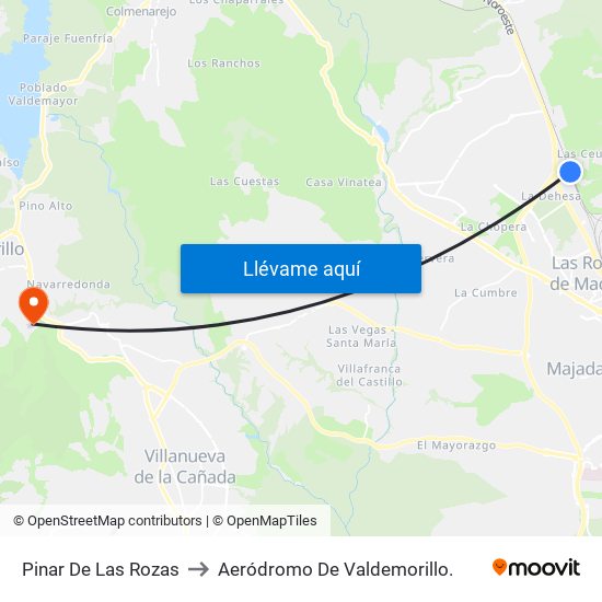 Pinar De Las Rozas to Aeródromo De Valdemorillo. map