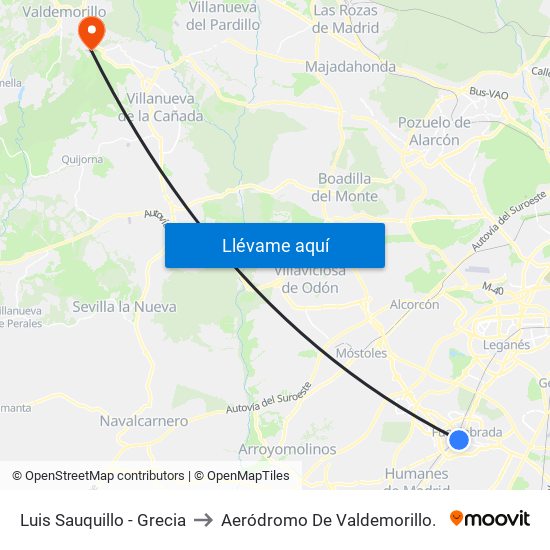 Luis Sauquillo - Grecia to Aeródromo De Valdemorillo. map