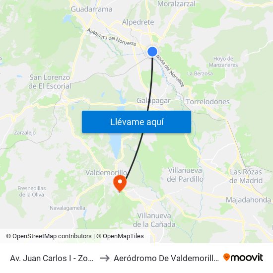 Av. Juan Carlos I - Zoco to Aeródromo De Valdemorillo. map