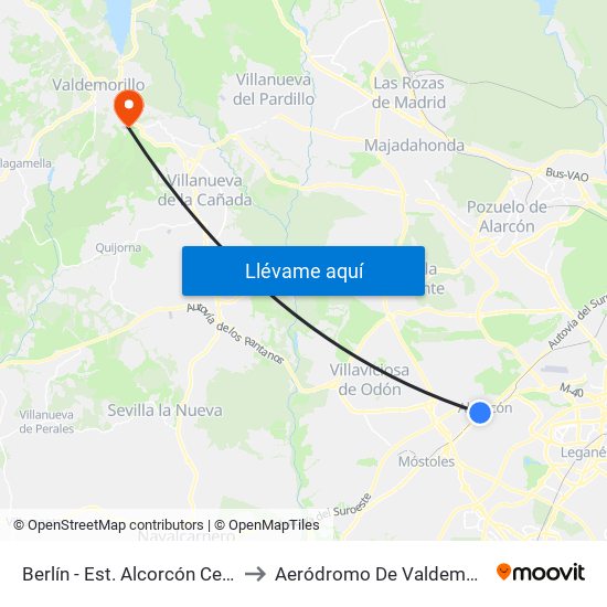 Berlín - Est. Alcorcón Central to Aeródromo De Valdemorillo. map