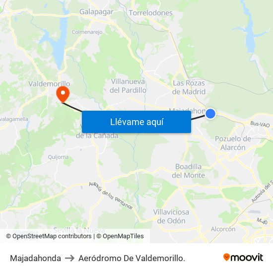 Majadahonda to Aeródromo De Valdemorillo. map
