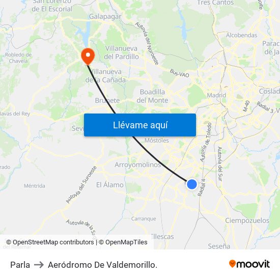 Parla to Aeródromo De Valdemorillo. map